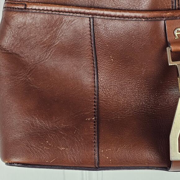 VTG Etienne Aigner brown leather handbag purse multi pockets - Picture 3 of 16